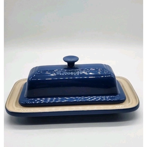 Le Creuset Other - Le Creuset Signature Enamel Stoneware Ceramic Butter Dish Blue 17-25 7.5" x 4.25